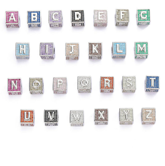 GF Cube Colored Stone Letter Chain