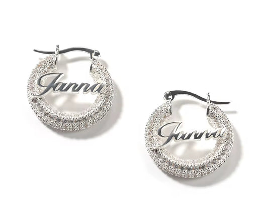 DIAMOND HOOP CUSTOM NAME EARRINGS