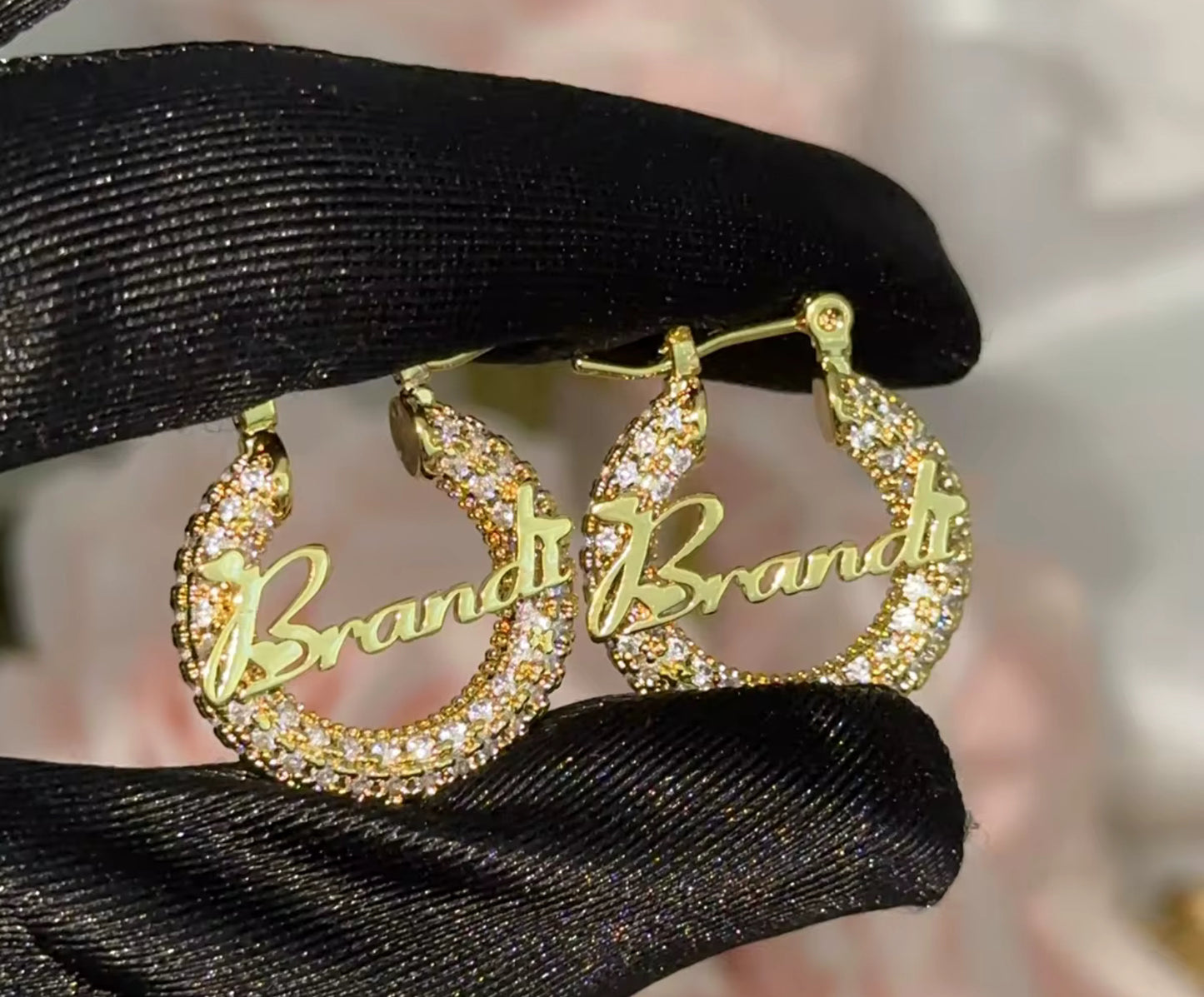 DIAMOND HOOP CUSTOM NAME EARRINGS