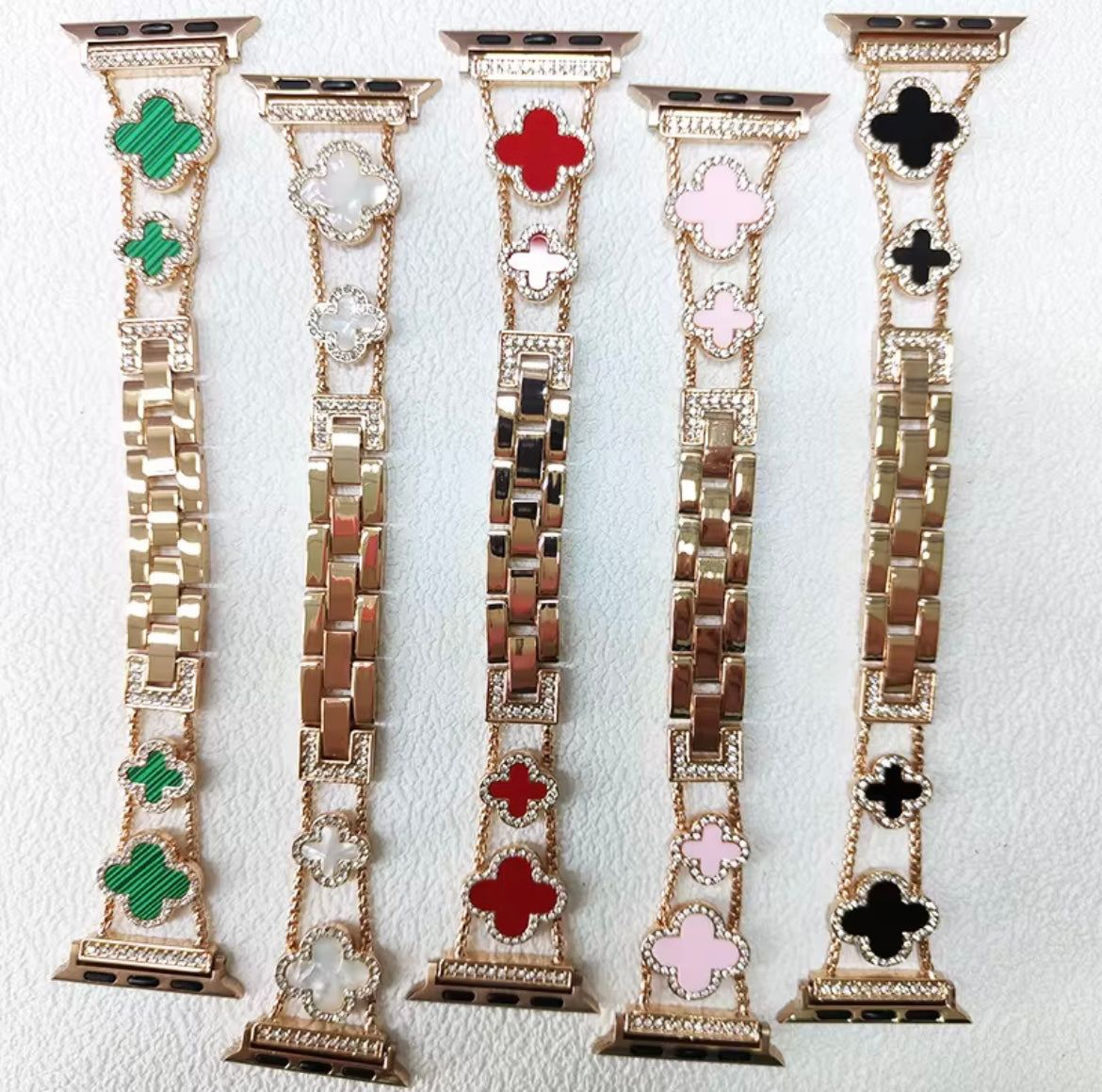 Four leaf clover with diamonds Apple Watch band