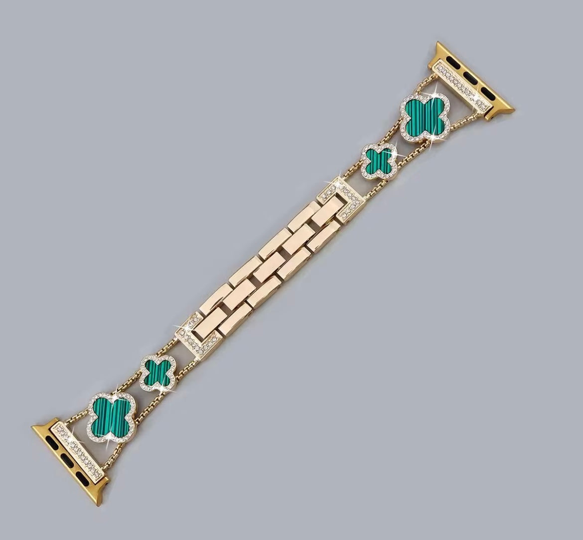 Four leaf clover with diamonds Apple Watch band