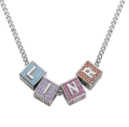 GF Cube Colored Stone Letter Chain