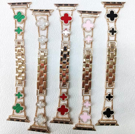 Four leaf clover with diamonds Apple Watch band